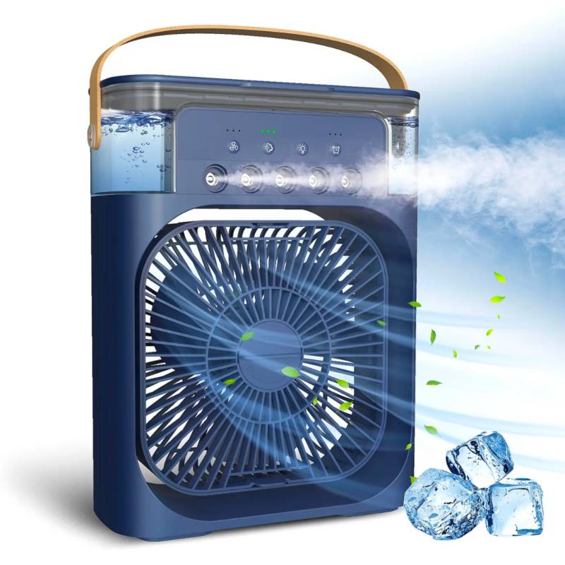 Ventilador humidificador de nebulización azul